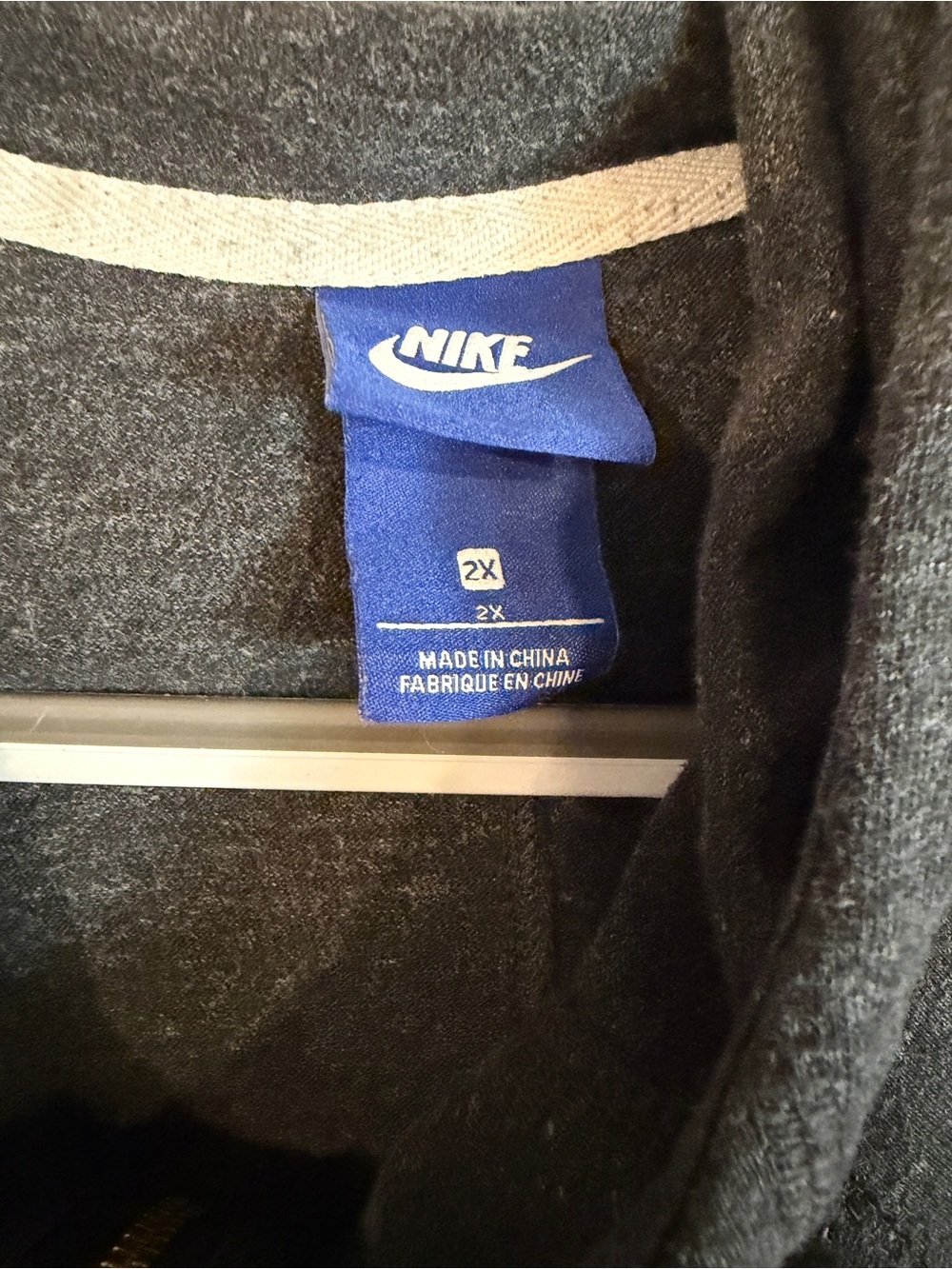 Nike women’s plus size Charcoal Zip-Up Hooded Sweatshirt with White Logo - Picture 2 of 3